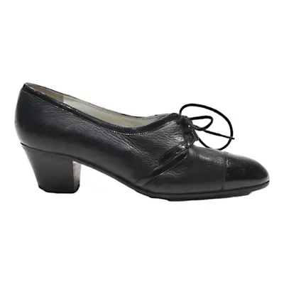 ALEXANDRIA Block Heels Black Leather Womens UK 3.5