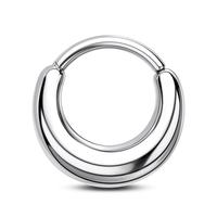 Paula's Design Silver Aura Titanium 16G False Stretched Thick Septum Clicker Ring Double Nose Pierced Jewelry