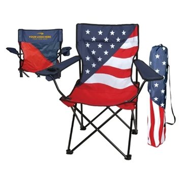 24 Customized Patriotic Folding Chair - Cup Holder & Carrying Case
