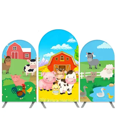 Aperturee Farm Theme Blue And Green Arch Backdrop Kit Banner | Chiara Wall Backdrop Diy | Circle Arch Backdrop Diy | Round Ar...
