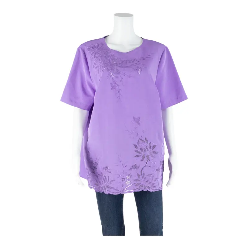 Womens Printed Top Purple Silk Floral UK 20