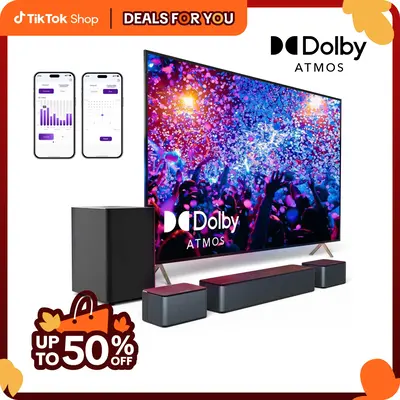 ULTIMEA Poseidon D60 5.1-Channel Dolby Atmos Sound Bar: 410W Peak Power, Subwoofer, 3D Surround Sound, Bluetooth for Smart TV...