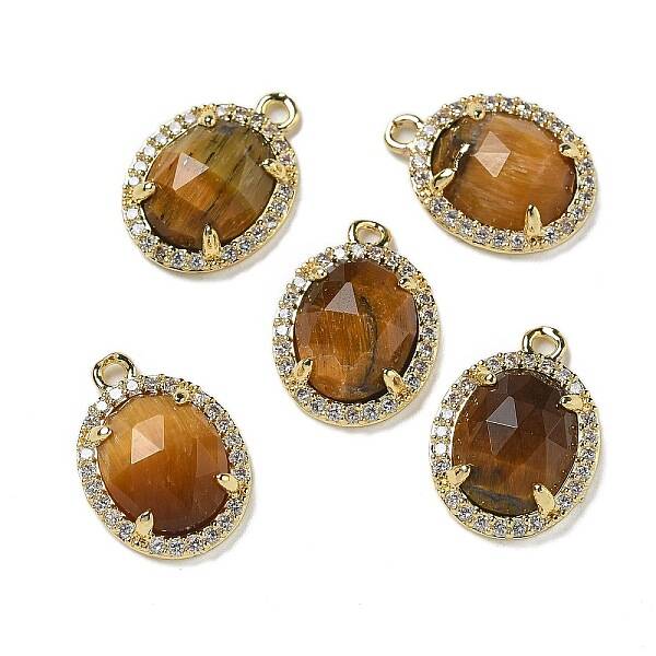 Natural Tiger Eye Faceted Oval Pendants