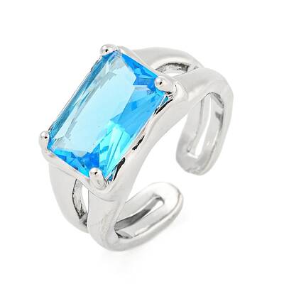 304 Stainless Steel Cubic Zirconia Open Cuff Ring