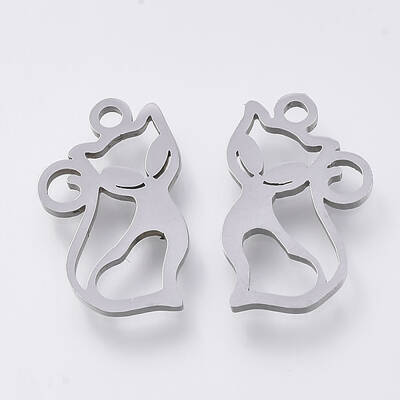 Tarnish Resistant 201 Stainless Steel Kitten Pendants