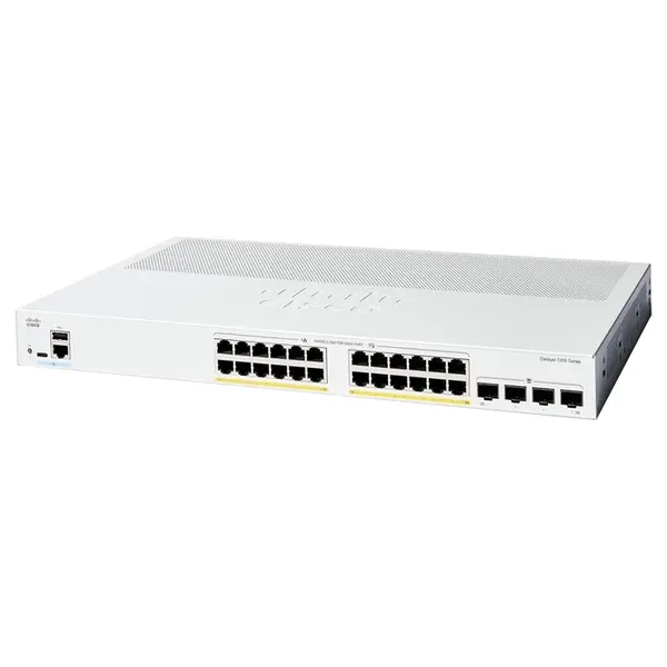 Cisco C1200-24P-4G | Catalyst 1200 Series 24-Ports 10/100/1000Base-T RJ-45 PoE+ 4-Ports 10GBase-X SFP+ Layer 3 Rack-mountable...
