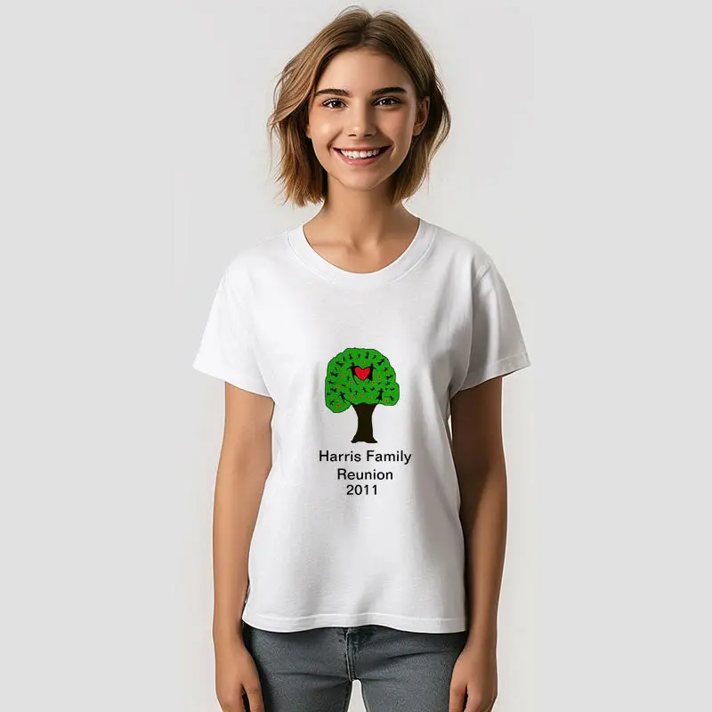 Green Tree Heart Custom Family Reunion T-Shirt
