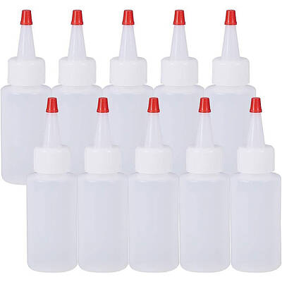 BENECREAT 20 Pack 2 Ounce(60ml) Plastic Squeeze Dispensing Bottles with Red Tip Caps - Good For Crafts