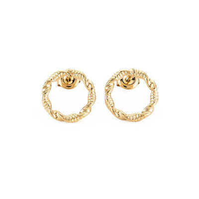 Ion Plating(IP) 304 Stainless Steel Hollow Ring Stud Earrings for Woman