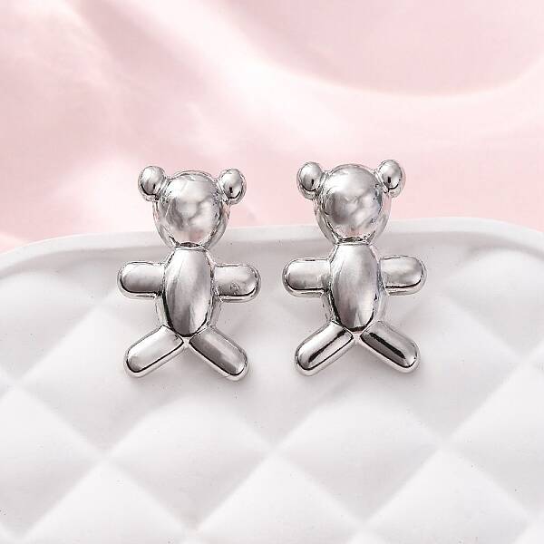 Bear Brass Stud Earrings