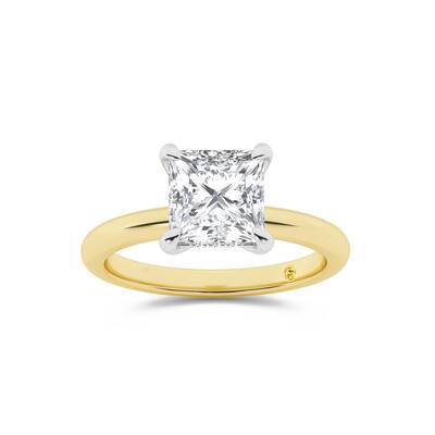 Fez Lab Grown Hidden Halo Princess Cut Diamond Engagement RIng | 18K Yellow Gold 1 1/10 ct. tw.