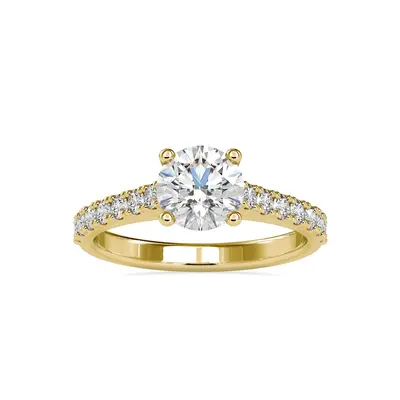 Gold Vermeil Round Cut Moissanite Couple Engagement Ring