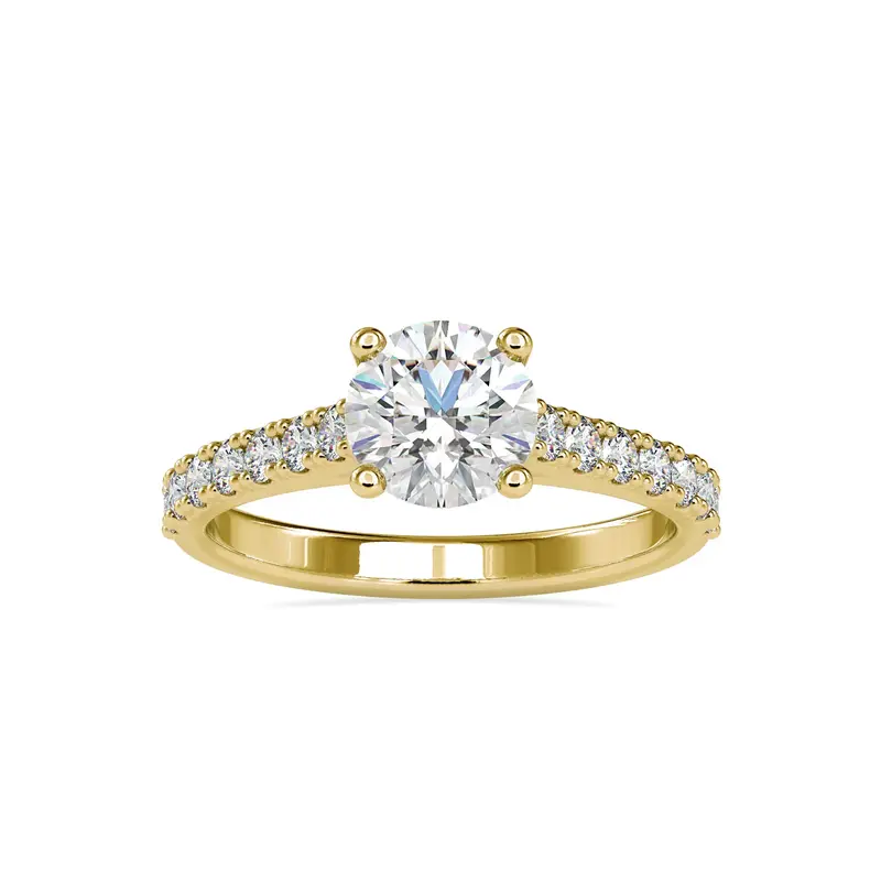 Gold Vermeil Round Cut Moissanite Couple Engagement Ring