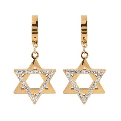 PVD Vacuum Plating 304 Stainless Steel with Rhinestone Hoop Earrings for Women
