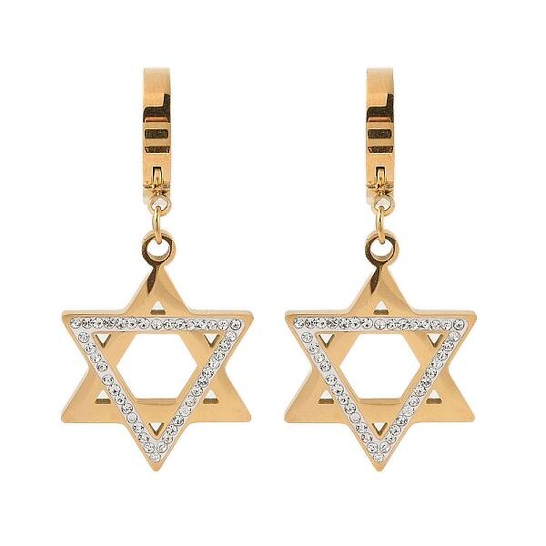 PVD Vacuum Plating 304 Stainless Steel with Rhinestone Hoop Earrings for Women