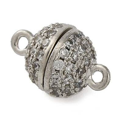 Brass Micro Pave Clear Cubic Zirconia Magnetic Clasps