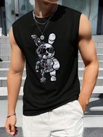 Men's Cartoon Bear Print Round Neck Tank Top, Regular Fit Casual Sleeveless Crew Neck Top for Summer, Fashion Men's Clothes ...