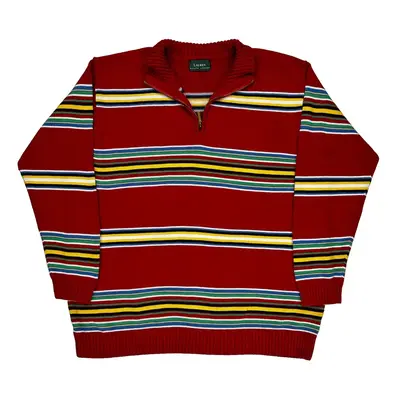 Striped Pattern Ralph Lauren Striped 1/4 Zip - 3XL Red Cotton