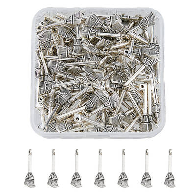 120Pcs Tibetan Style Zinc Alloy Broom Pendants