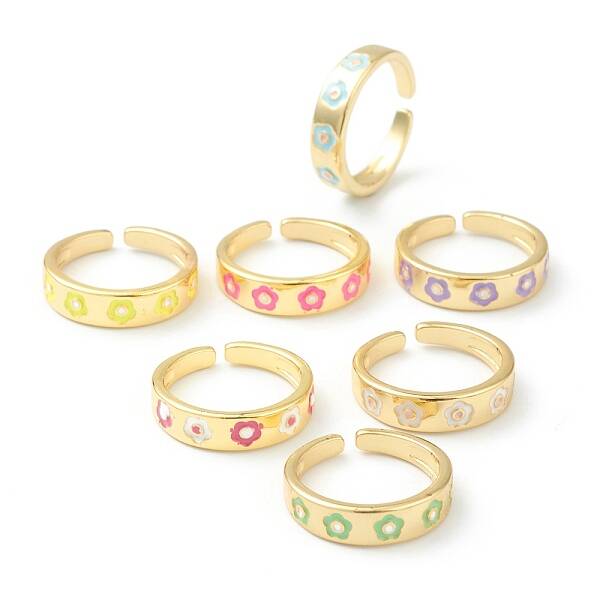 Brass Enamel Cuff Rings