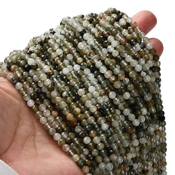 Natural Green Rutilated Quartz Beads Strands