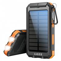 LOZE Solar Charging Power Bank, 10000mAh Portable Power Bank, Dual USB Charging and Type-C Ports, Built-in LED Flashlight and...