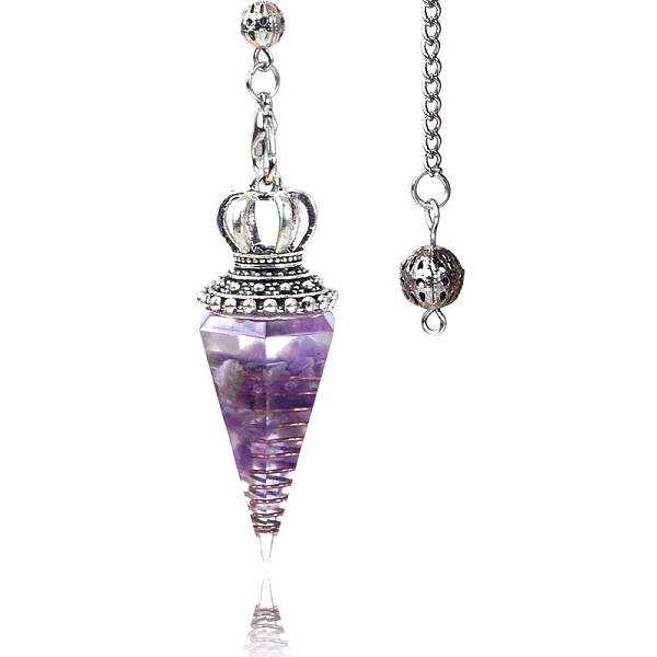 Natural Amethyst Chip & Resin Dowsing Pendulum Big Pendants