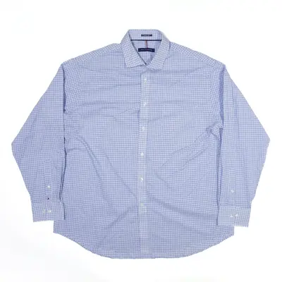 TOMMY HILFIGER Shirt Blue Plaid Flannel Long Sleeve Mens XL
