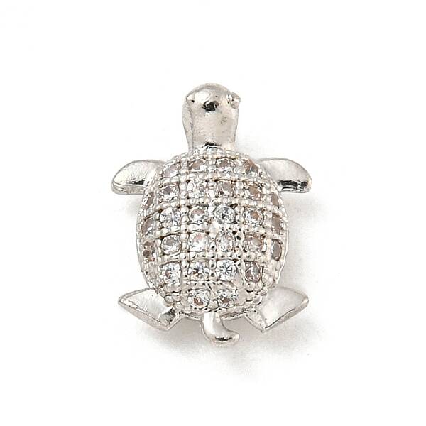Rack Plating Brass Micro Pave Clear Cubic Zirconia Beads