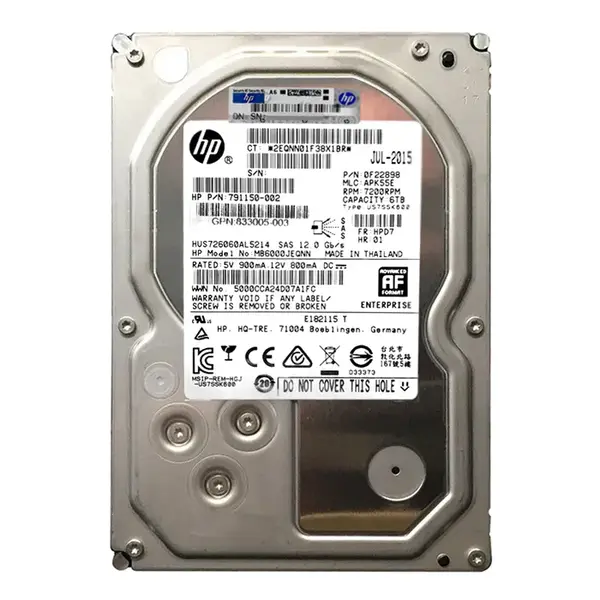 833005-003 HP 6TB 12Gb/s SAS 7200 3.5-inch 128MB Hard Drive