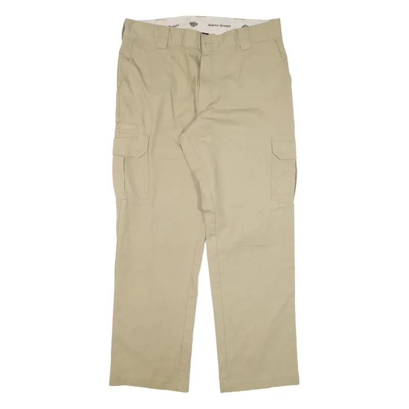 DICKIES Cargo Mens Trousers Beige Regular Straight W36 L32