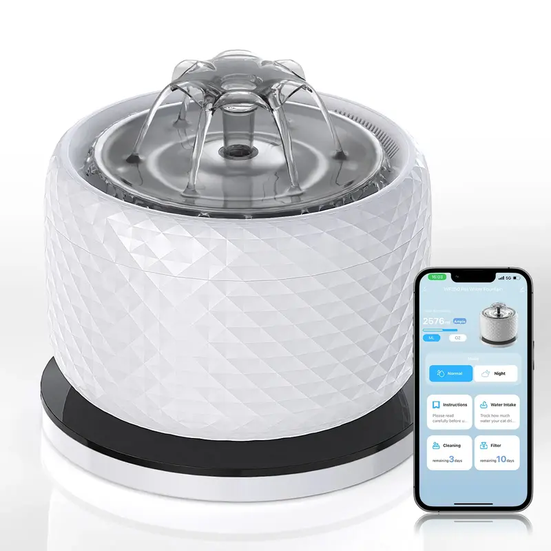 DCIOGAT Cat Water Fountain with App Control, 118oz/3.5L Smart Cat Water Dispenser with Stainless Steel Lid, Wireless Pump, Ul...