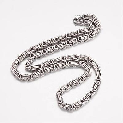 Non-Tarnish 201 Stainless Steel Byzantine Chain Necklaces