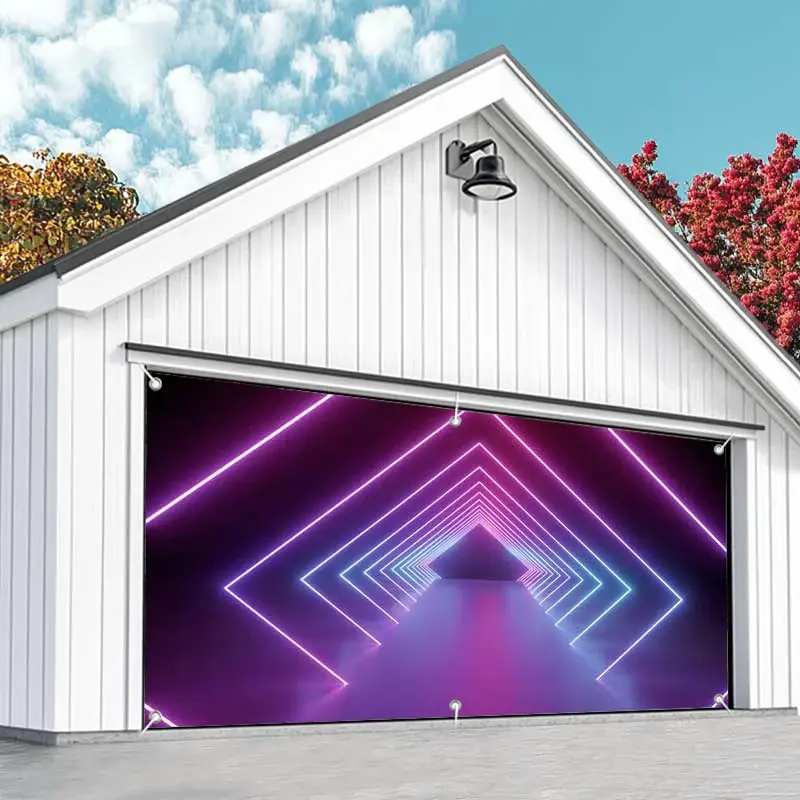 Aperturee Cool Future Science Neon Channel Garage Door Banner