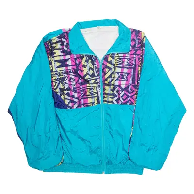 Womens Shell Jacket Blue Nylon Crazy Pattern XL