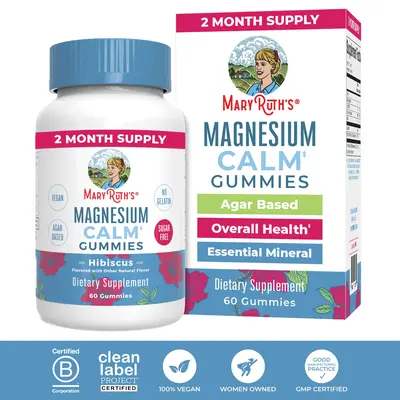 MaryRuth's Adult Magnesium Calm Gummies - 2 Month Supply - Sugar Free - Bone Health - Calcium Absorption - Sleep Gummies - Ve...