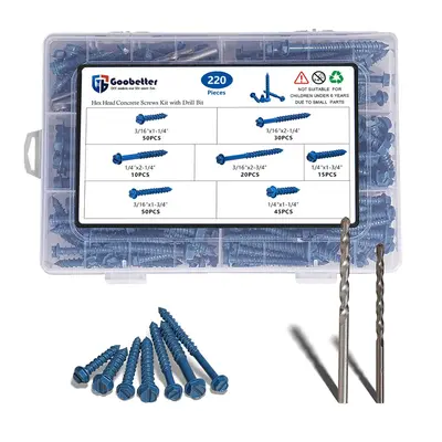 1/4 3/16 Concrete screw Brick brick self tapping screws hexagonal multi-head drive head blue self tapping screws screws  soli...