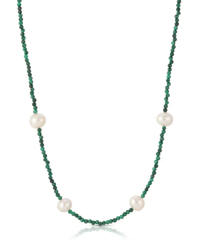 Tavi Necklace | Gemstone: Malachite | Metal Color: Gold