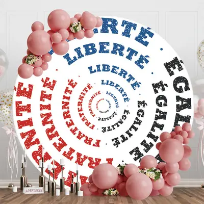 White Liberte Egalite Fraternite Motto Round Backdrop