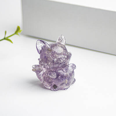 Natural Kunzite Fox Display Decorations