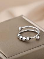 Spring Vintage Fashion Double Spiral Anxiety Ring As Gift, Statement Rings, Round Beaded Design Cuff Promise Ring, New Trendy...