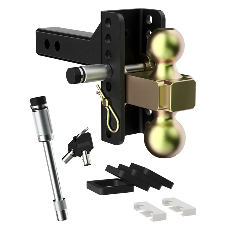 Garvee Adjustable Trailer Hitch Solid Hitch, Fits 2-Inch Receiver, 5-Inch Drop Hitch, Steel Tow Balls 2 & 2-5/16, 12,500 LBS...