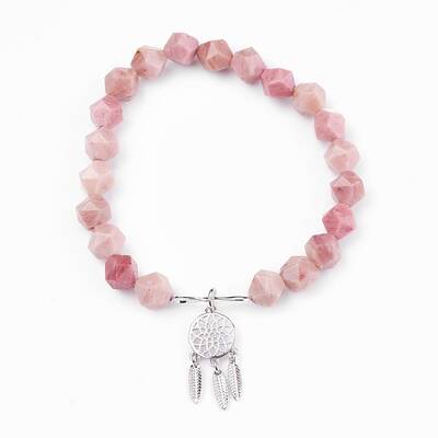 Natural Rhodonite Beads Charm Bracelets