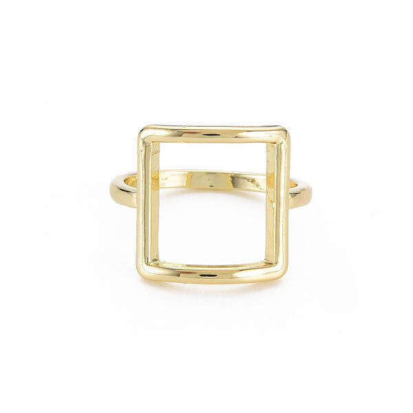 Hollow Rectangle Rack Plating Alloy Wide Band Rings