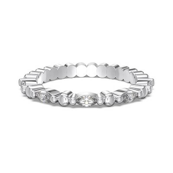Rhodium Plated 925 Sterling Silver Micro Pave Cubic Zirconia Finger Rings for Women