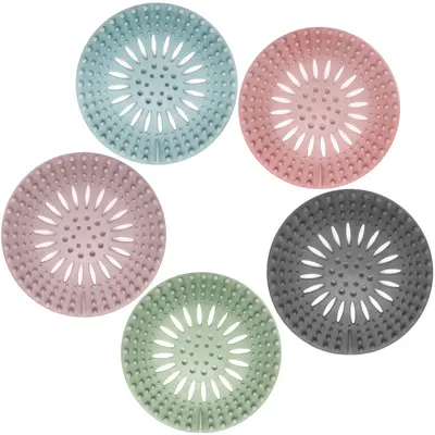 Durable Silicone Hair Catcher, 5 Counts Color Shower Drain Cover, Hair Stopper for Bathroom, Summer Gift