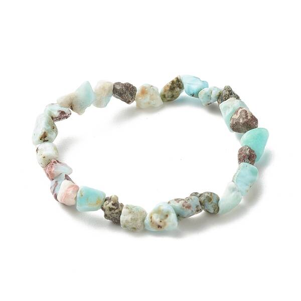 Natural Larimar Beads Stretch Bracelet for Kids