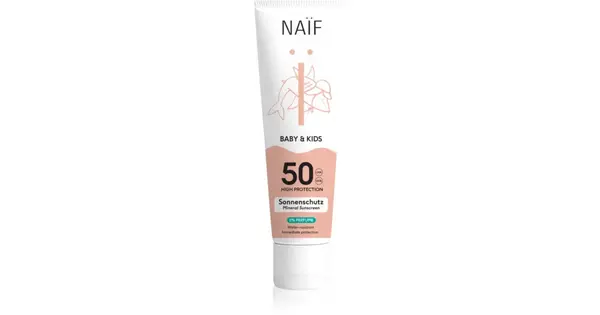 Naif Baby & Kids 0% Perfume SPF 50 - Protective mineral sun cream for children and babies without perfume - 100ml