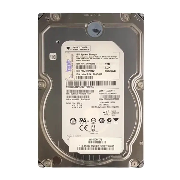 00AR486 IBM 3TB 6Gb/s SAS 7200 3.5-inch 64MB Hard Drive