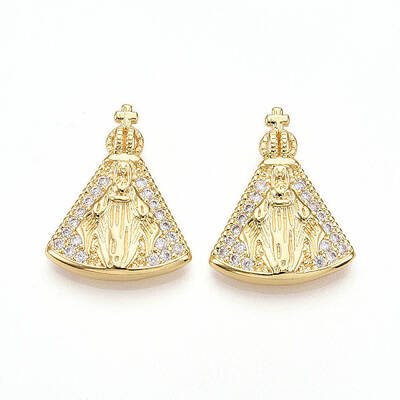 Brass Micro Pave Clear Cubic Zirconia Pendants